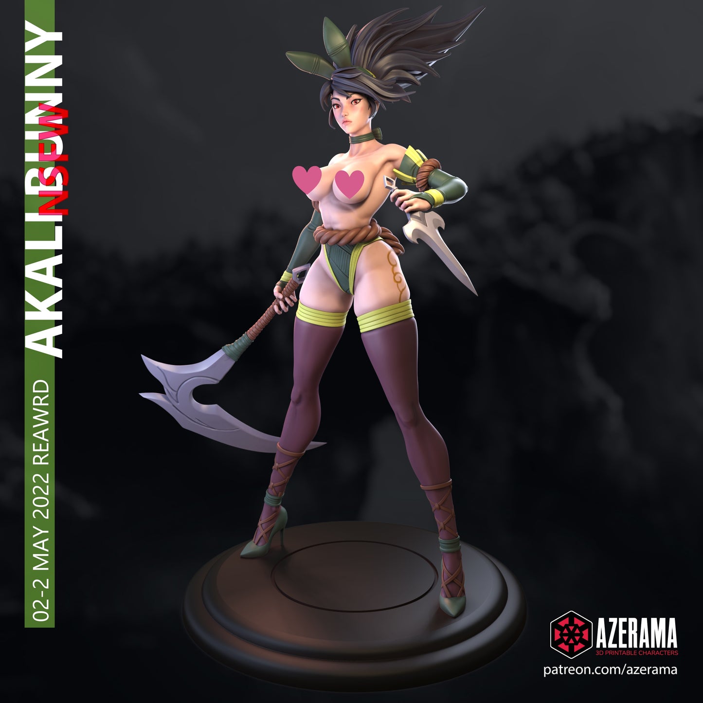 Bunny Akali NSFW - Unassembled and Unpainted Garage Kit - Model Designed by Azerama