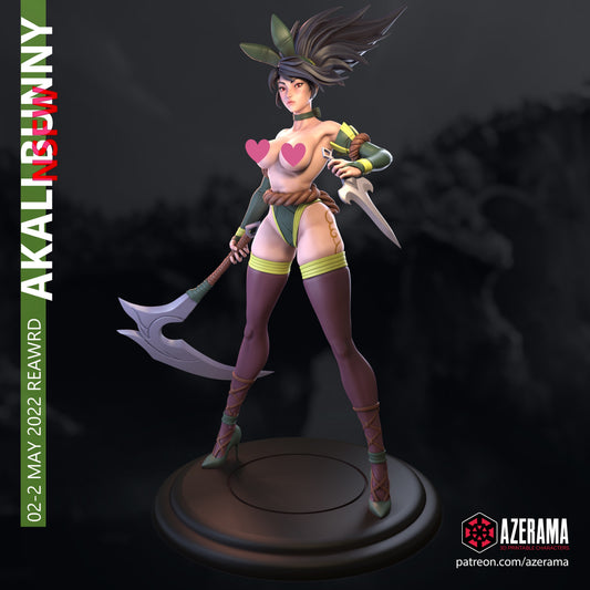 Bunny Akali NSFW - Unassembled and Unpainted Garage Kit - Model Designed by Azerama