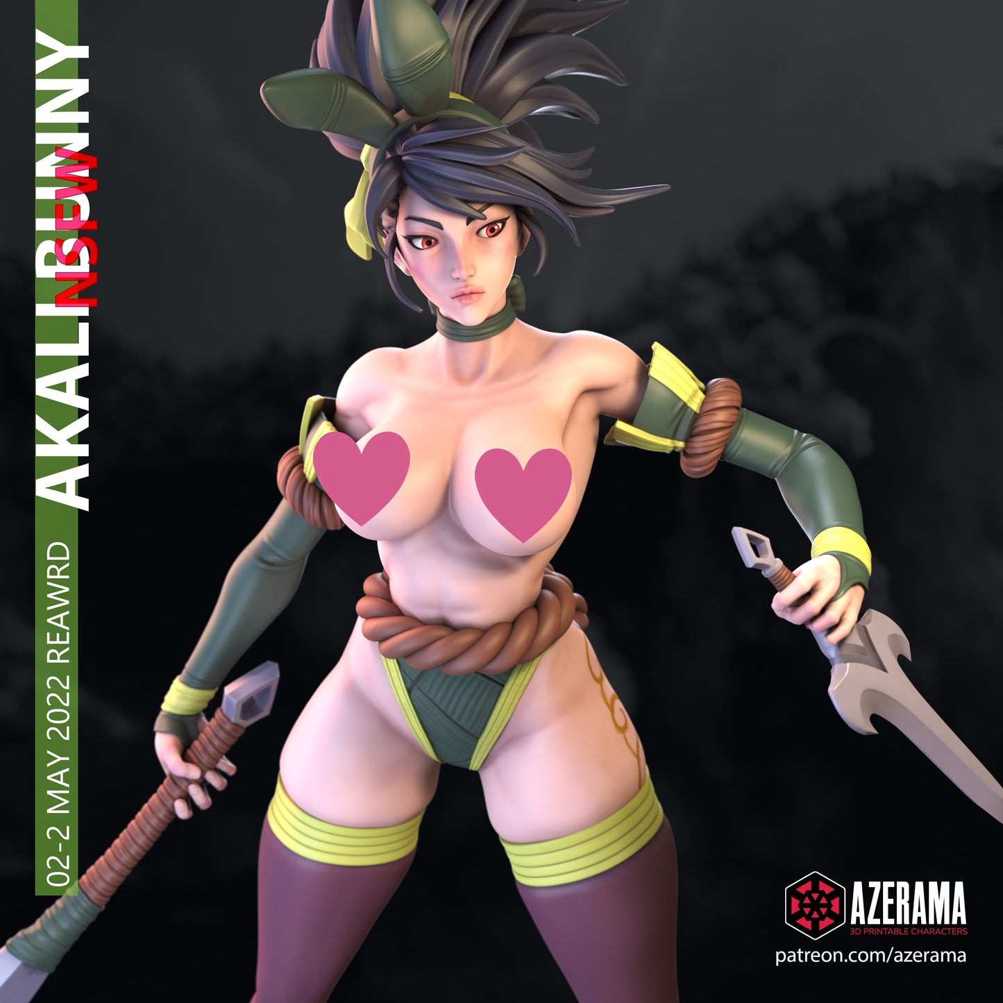 Bunny Akali NSFW - Unassembled and Unpainted Garage Kit - Model Designed by Azerama
