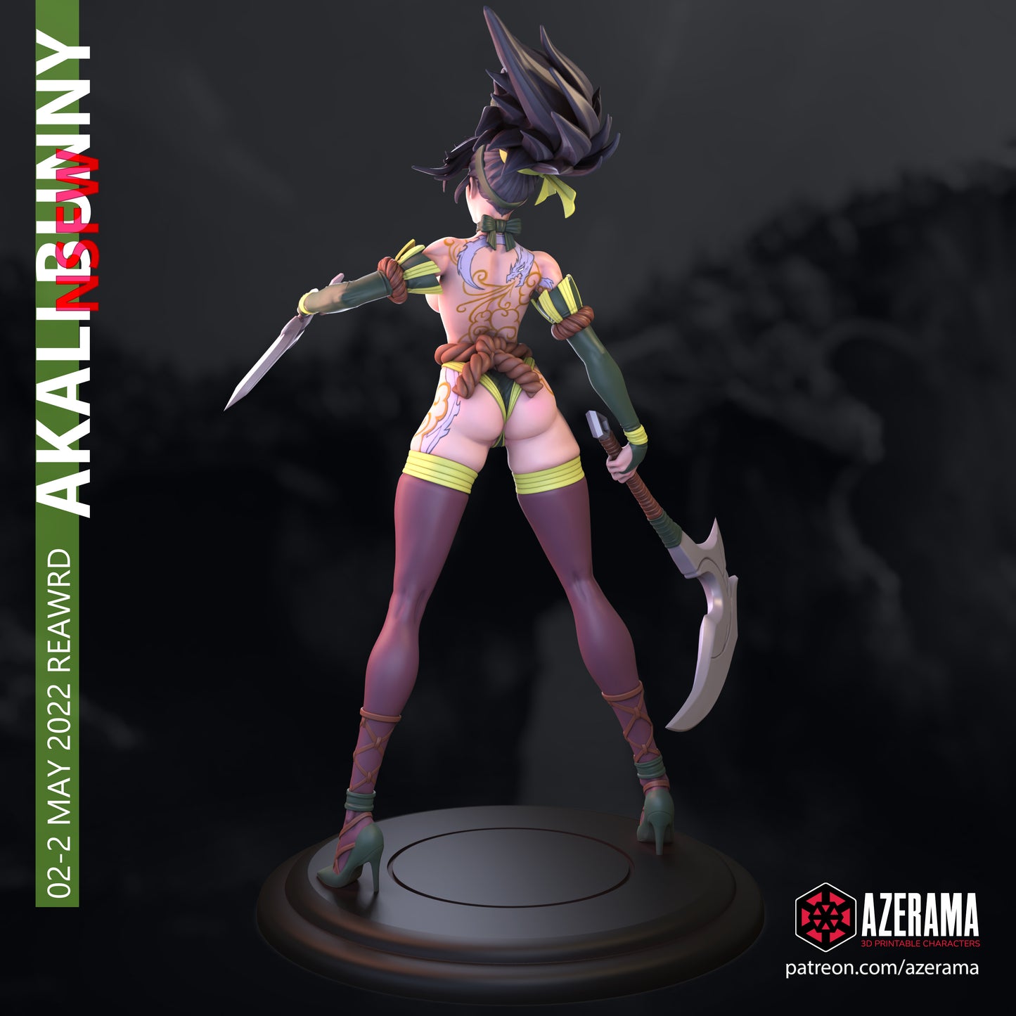 Bunny Akali NSFW - Unassembled and Unpainted Garage Kit - Model Designed by Azerama