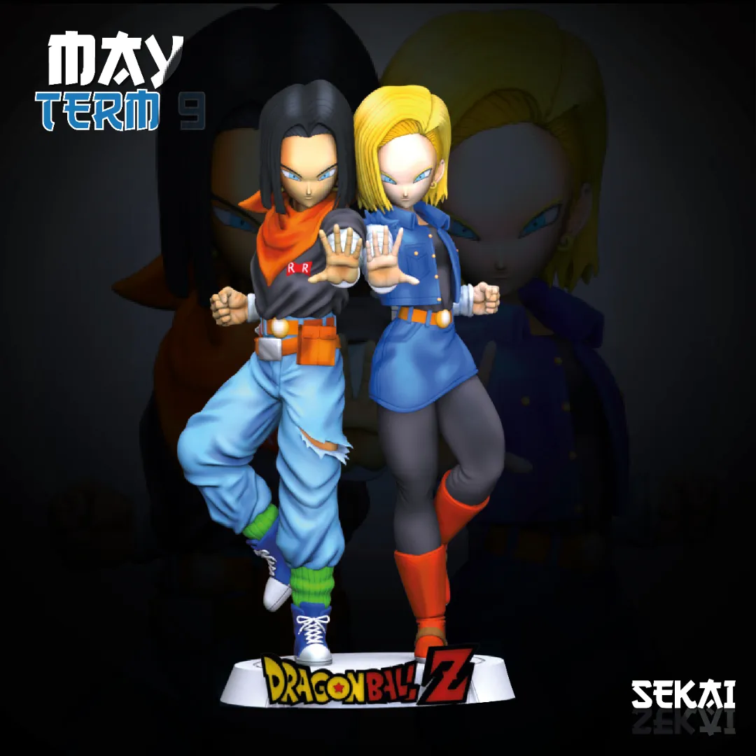 Android #17 and Android #18 - Unassembled and Unpainted Garage Kit - Model Designed by Sekai3D