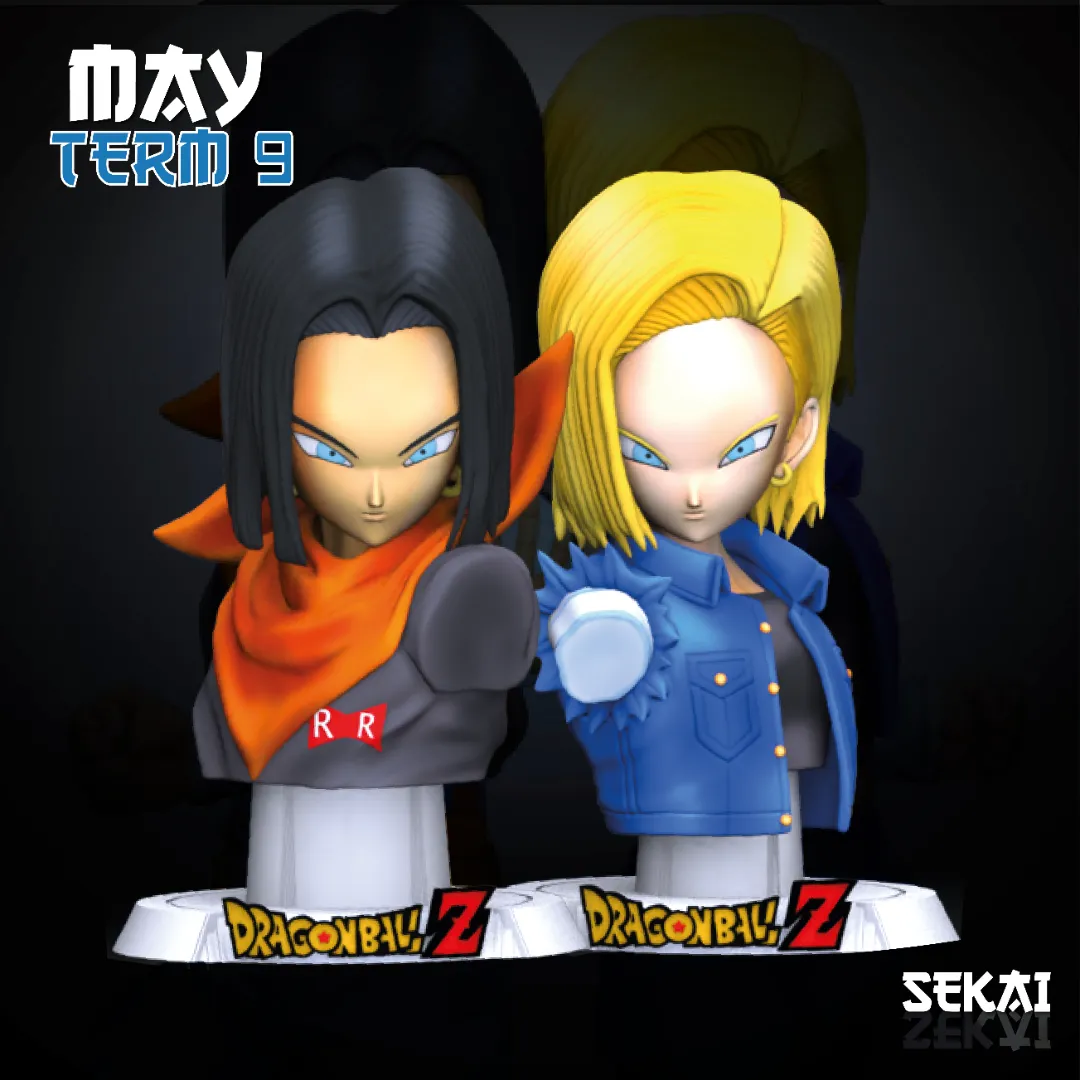 Android #17 and Android #18 - Unassembled and Unpainted Garage Kit - Model Designed by Sekai3D