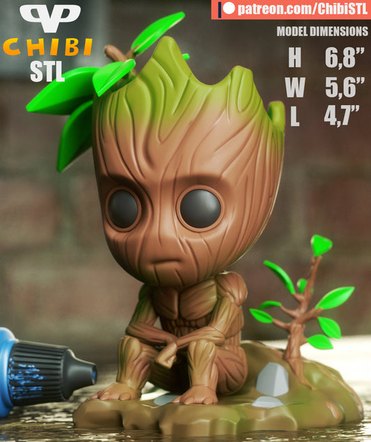 Baby Groot - Unassembled and Unpainted Garage Kit - Model Designed by ChibiSTL