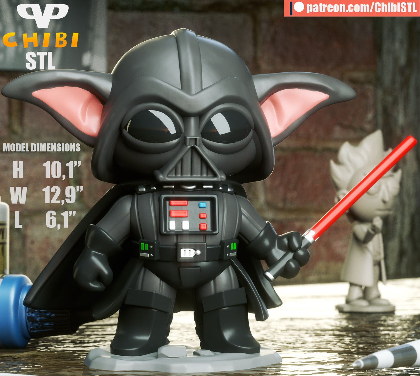 Baby Yoda Darth Vadar - Unassembled and Unpainted Garage Kit - Model Designed by ChibiSTL