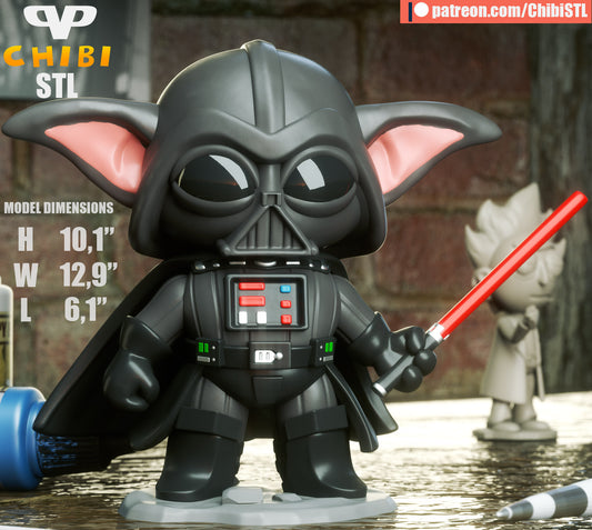 Baby Yoda Darth Vadar - Unassembled and Unpainted Garage Kit - Model Designed by ChibiSTL