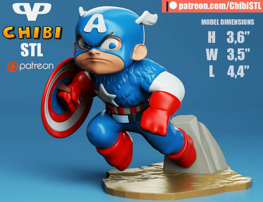 Captain America - Unassembled and Unpainted Garage Kit - Model Designed by ChibiSTL