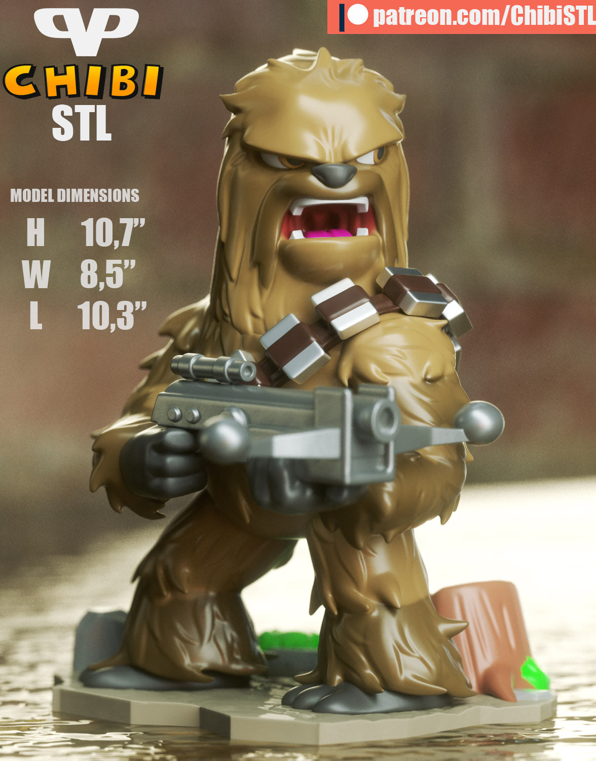 Chewbacca - Unassembled and Unpainted Garage Kit - Model Designed by ChibiSTL