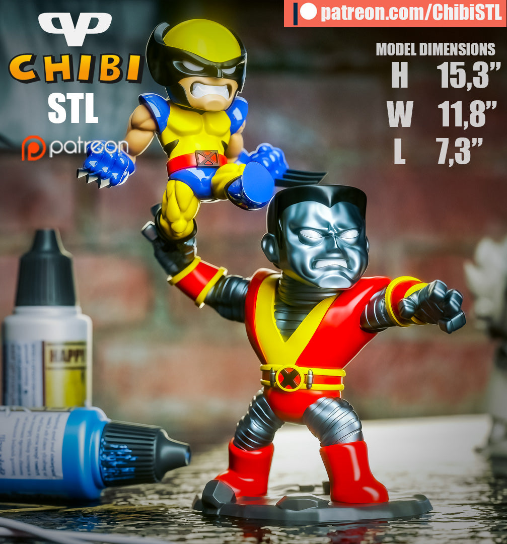 Colossus and Wolverine (FastBall Special!) - Unassembled and Unpainted Garage Kit - Model Designed by ChibiSTL
