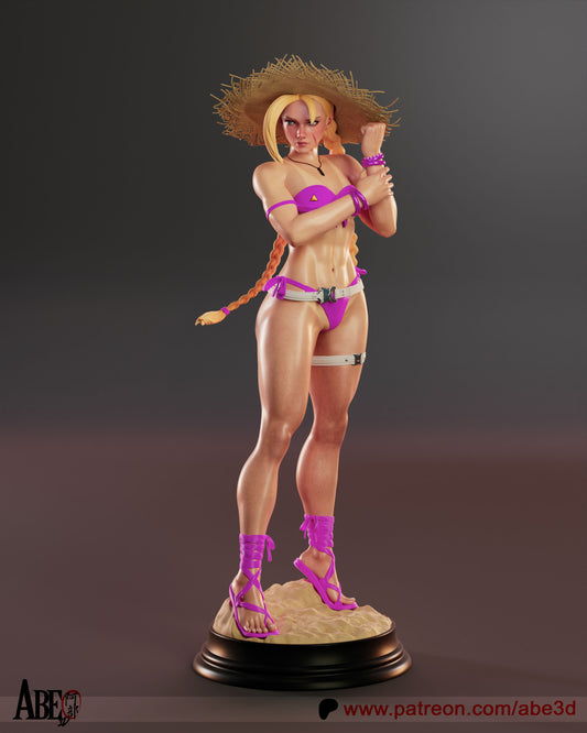 SF6 Cammy CST4 Outfit - (Hat can come on and off) Unassembled and Unpainted Garage Kit - Model Designed by Abe3D