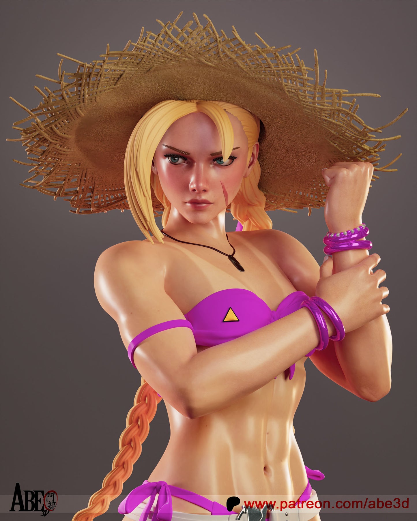 SF6 Cammy CST4 Outfit - (Hat can come on and off) Unassembled and Unpainted Garage Kit - Model Designed by Abe3D