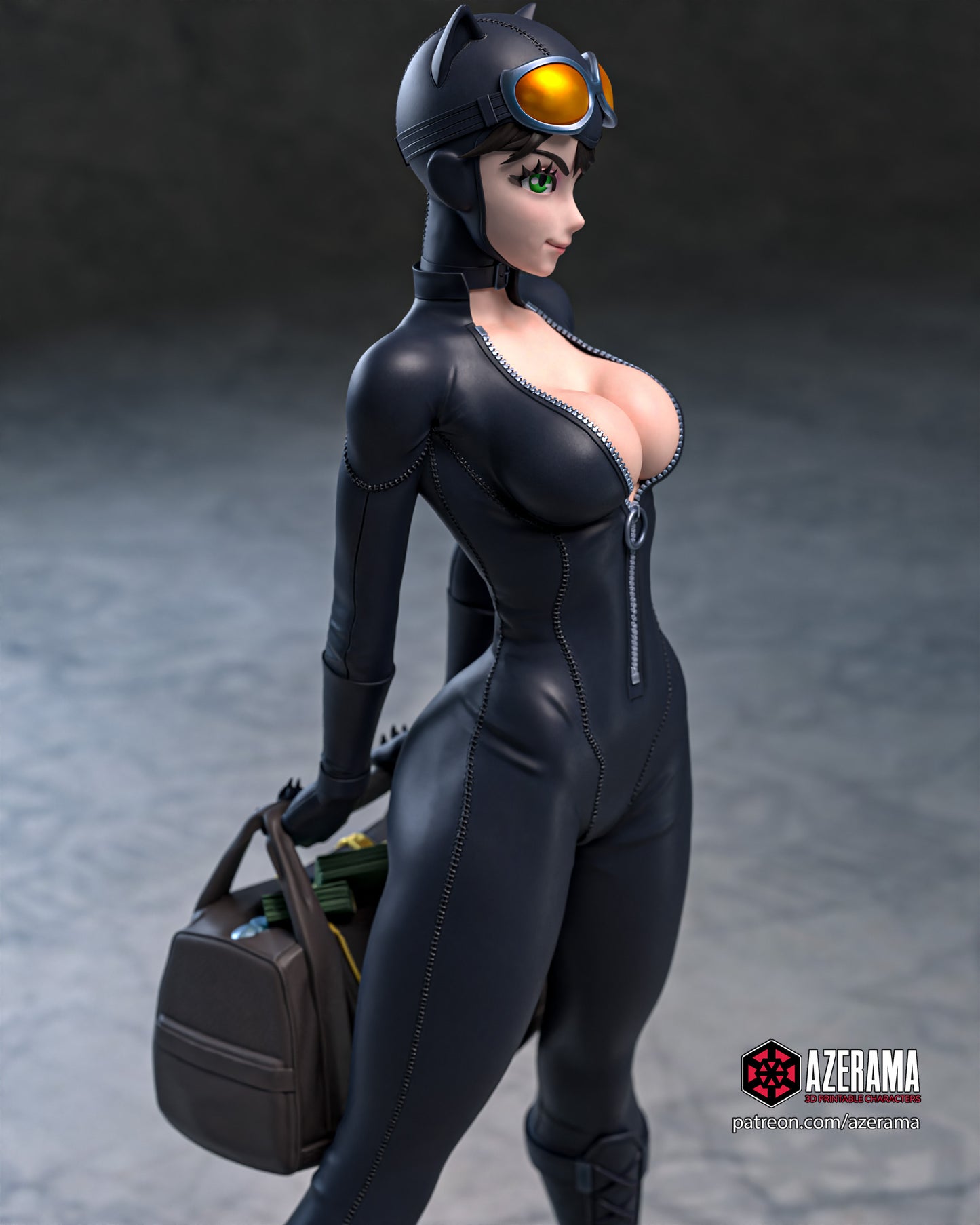 Anime Catwoman - Unassembled and Unpainted Garage Kit - Model Designed by Azerama