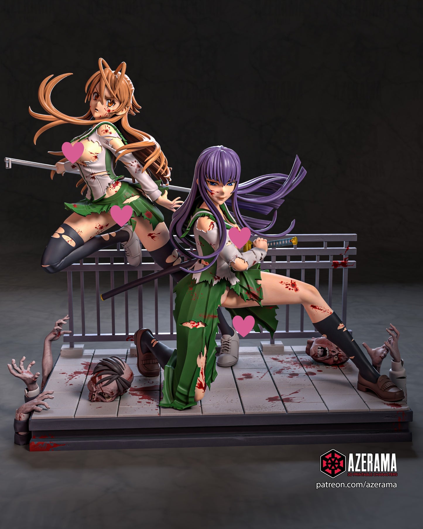 Saeko x Rei NSFW - Unassembled and Unpainted Garage Kit - Model Designed by Azerama