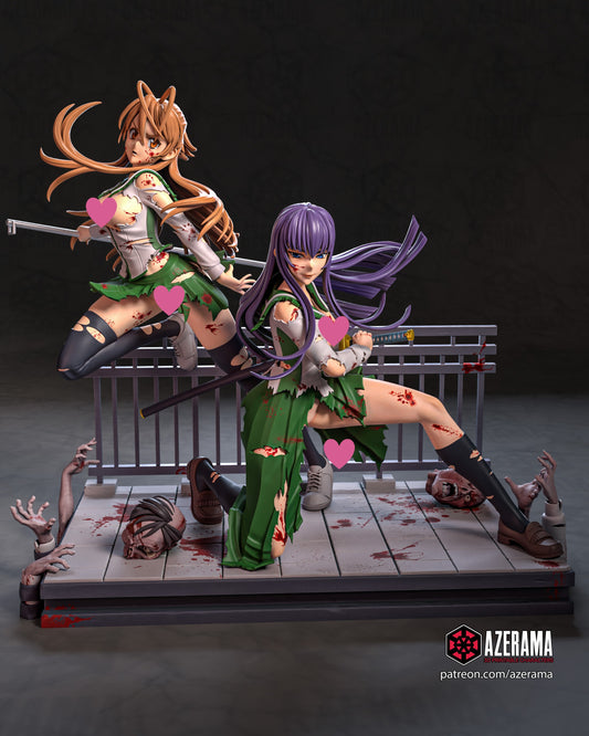 Saeko x Rei NSFW - Unassembled and Unpainted Garage Kit - Model Designed by Azerama