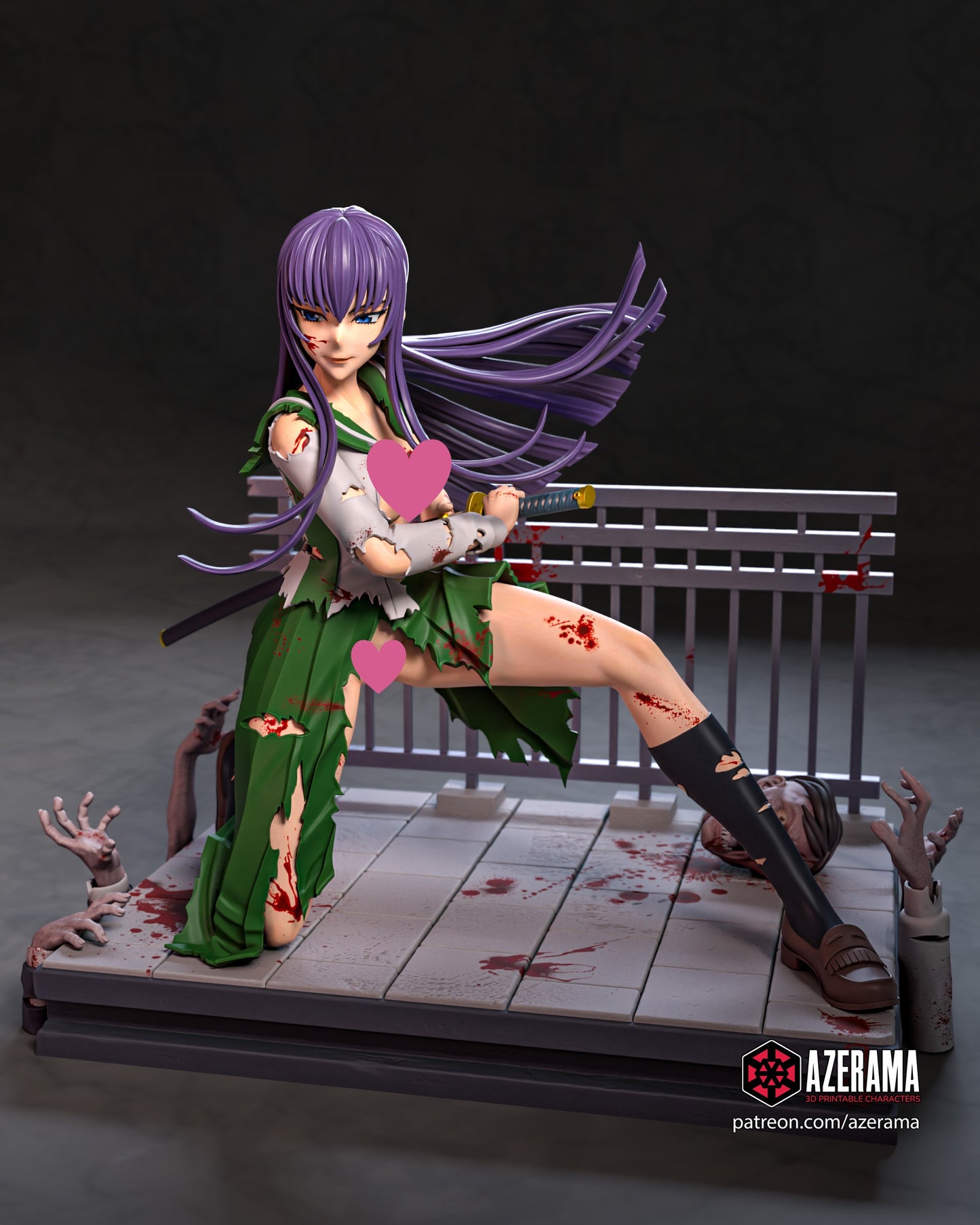 Saeko x Rei NSFW - Unassembled and Unpainted Garage Kit - Model Designed by Azerama