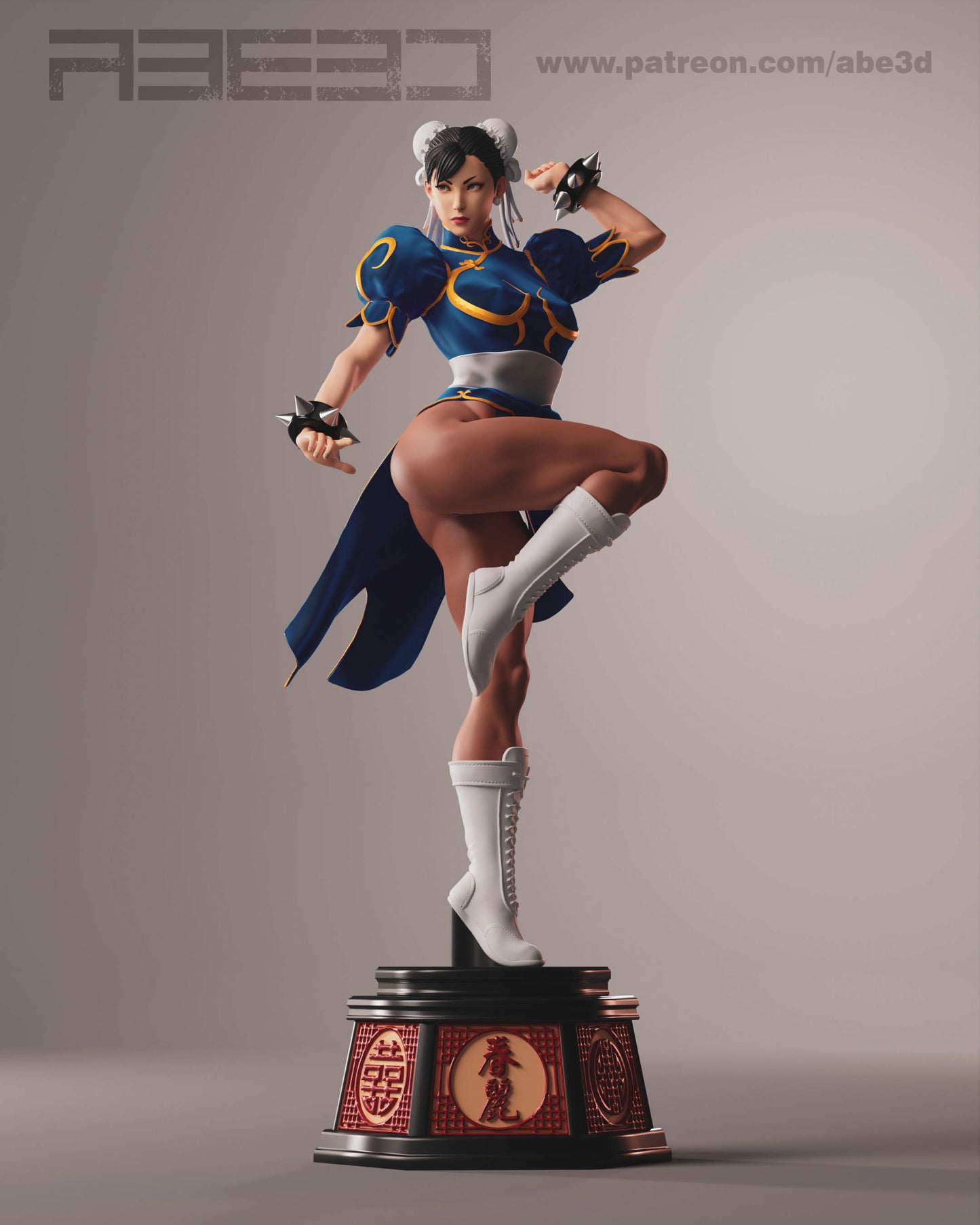 Chun Li - Unassembled and Unpainted Garage Kit - Model Designed by Abe3d