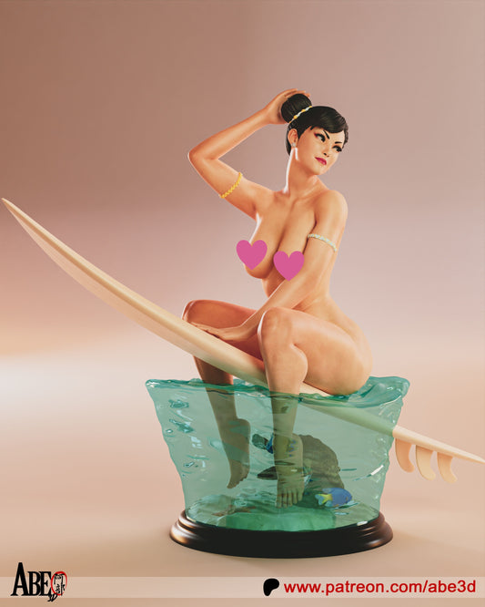 Chun-Li Surfboard NSFW - Unassembled and Unpainted Garage Kit - Model Designed by Abe3D