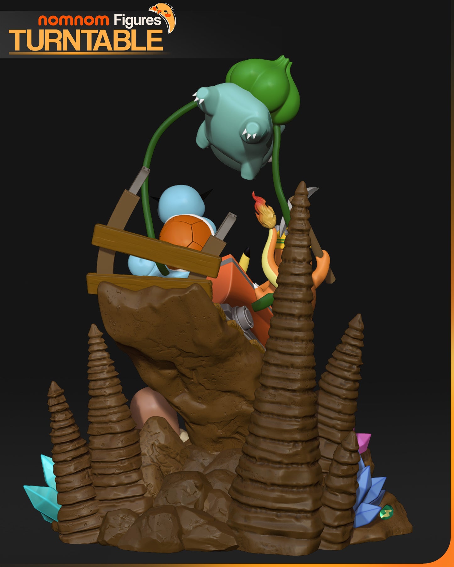 Pikachu x Charmander x Squirtle x Bulbasaur x Diglet Diorama - Unassmse