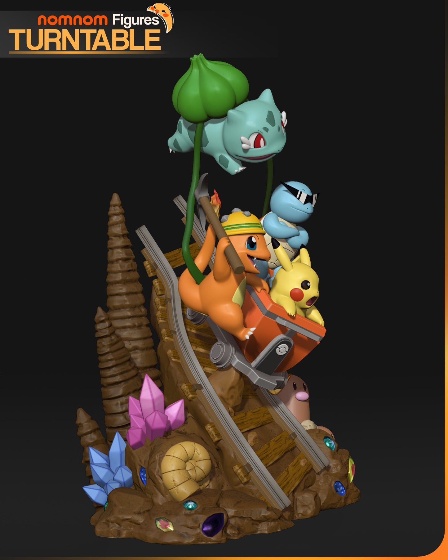 Pikachu x Charmander x Squirtle x Bulbasaur x Diglet Diorama - Unassmse