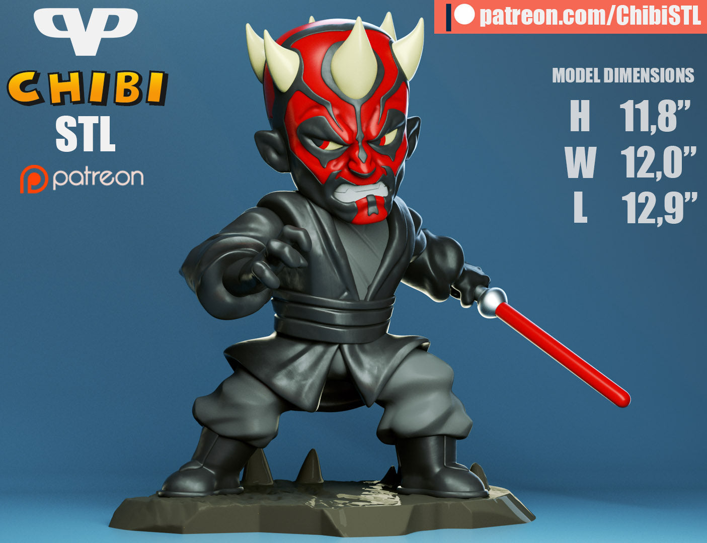 Darth Maul - Unassembled and Unpainted Garage Kit - Model Designed by ChibiSTL