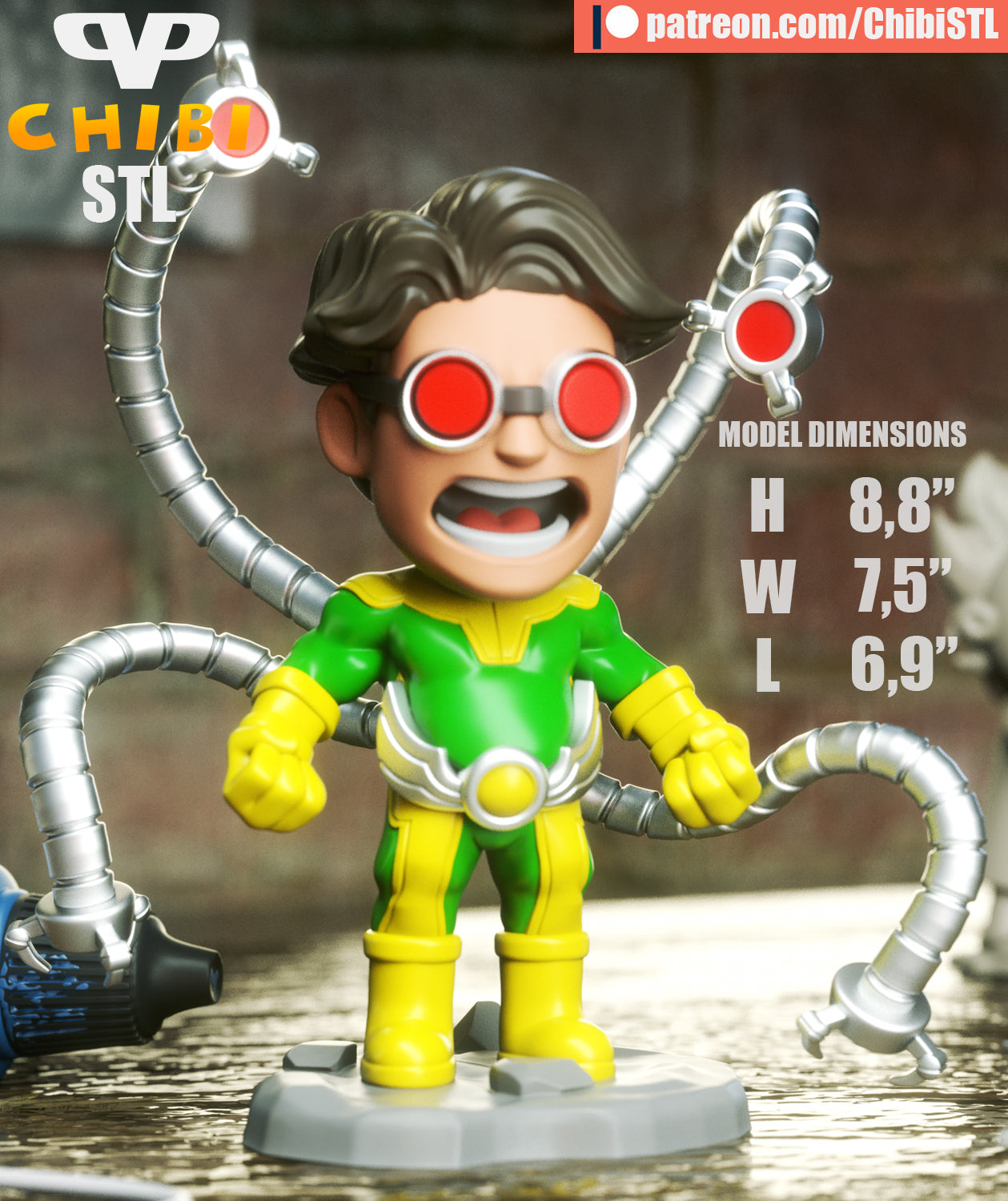 Doc Oc - Unassembled and Unpainted Garage Kit - Model Designed by ChibiSTL