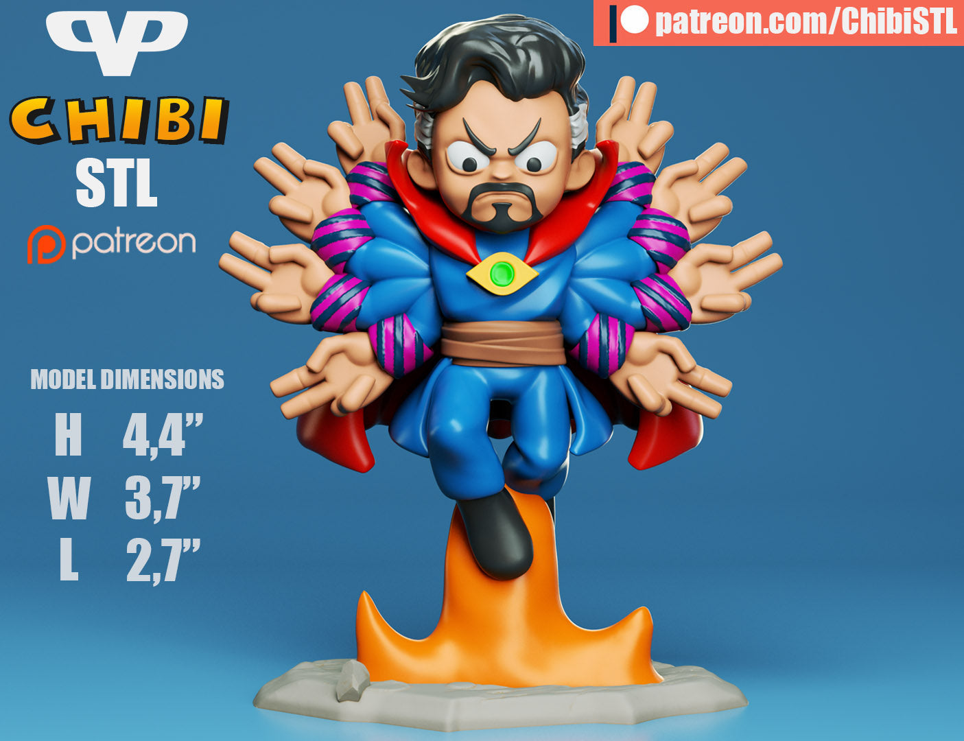 Dr. Strange  - Unassembled and Unpainted Garage Kit - Model Designed by ChibiSTL