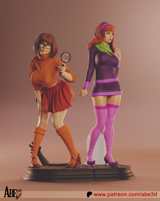 Velma and Daphne - Unassembled and Unpainted Garage Kit - Model Designed by Abe3d