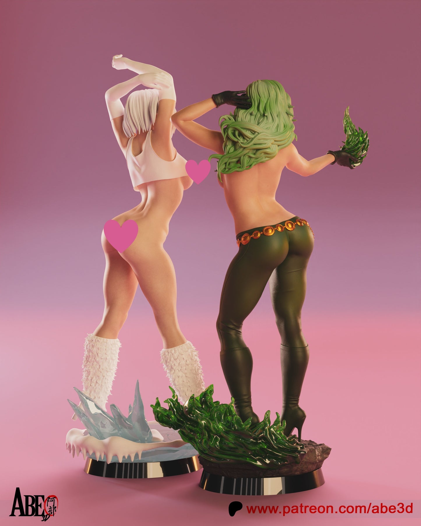 Fire and Ice NSFW - Unassembled and Unpainted Garage Kit - Model Designed by Abe3d