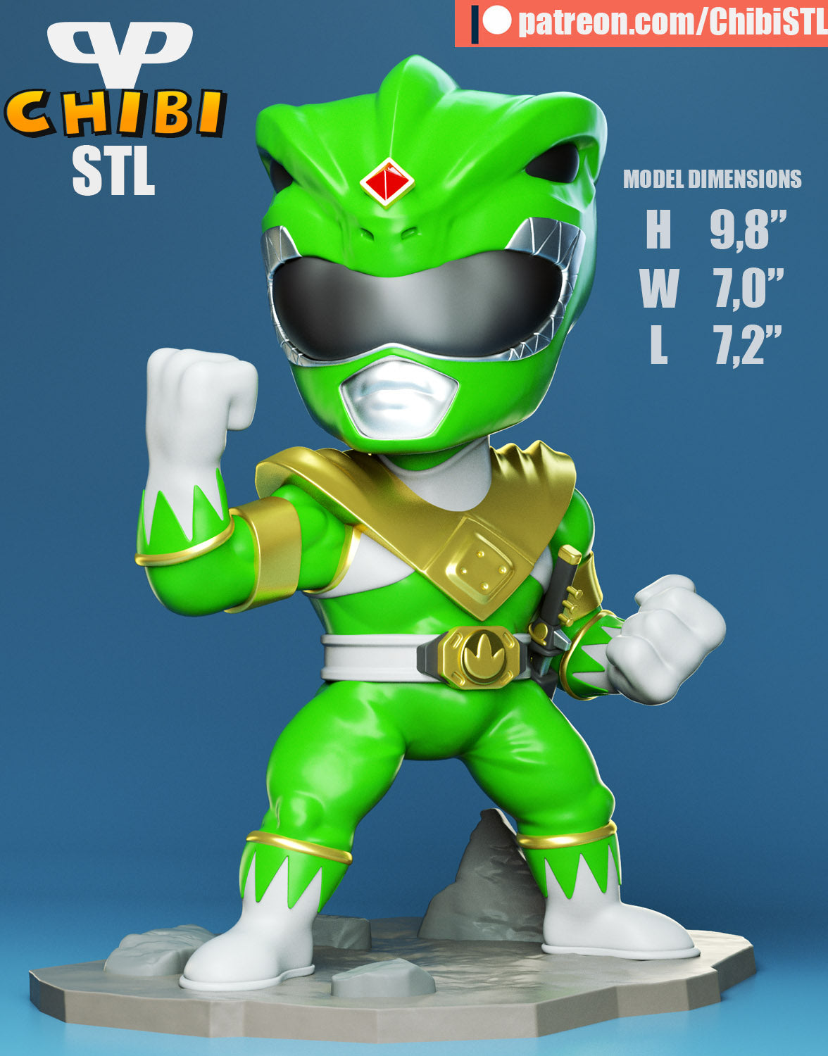 Green Ranger - Unassembled and Unpainted Garage Kit - Model Designed by ChibiSTL