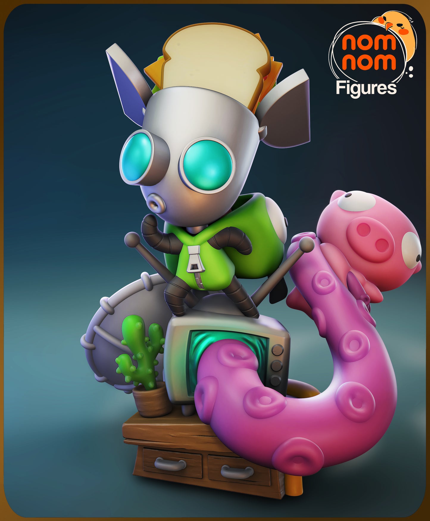 Chibi Invader Zim - Unassembled and Unpainted Garage Kit - Model Designed by NomNom Figures