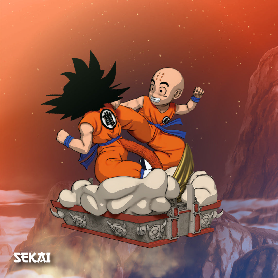 Kid Goku vs Krillin - Unassembled and Unpainted Garage Kit - Model Designed by Sekai3D