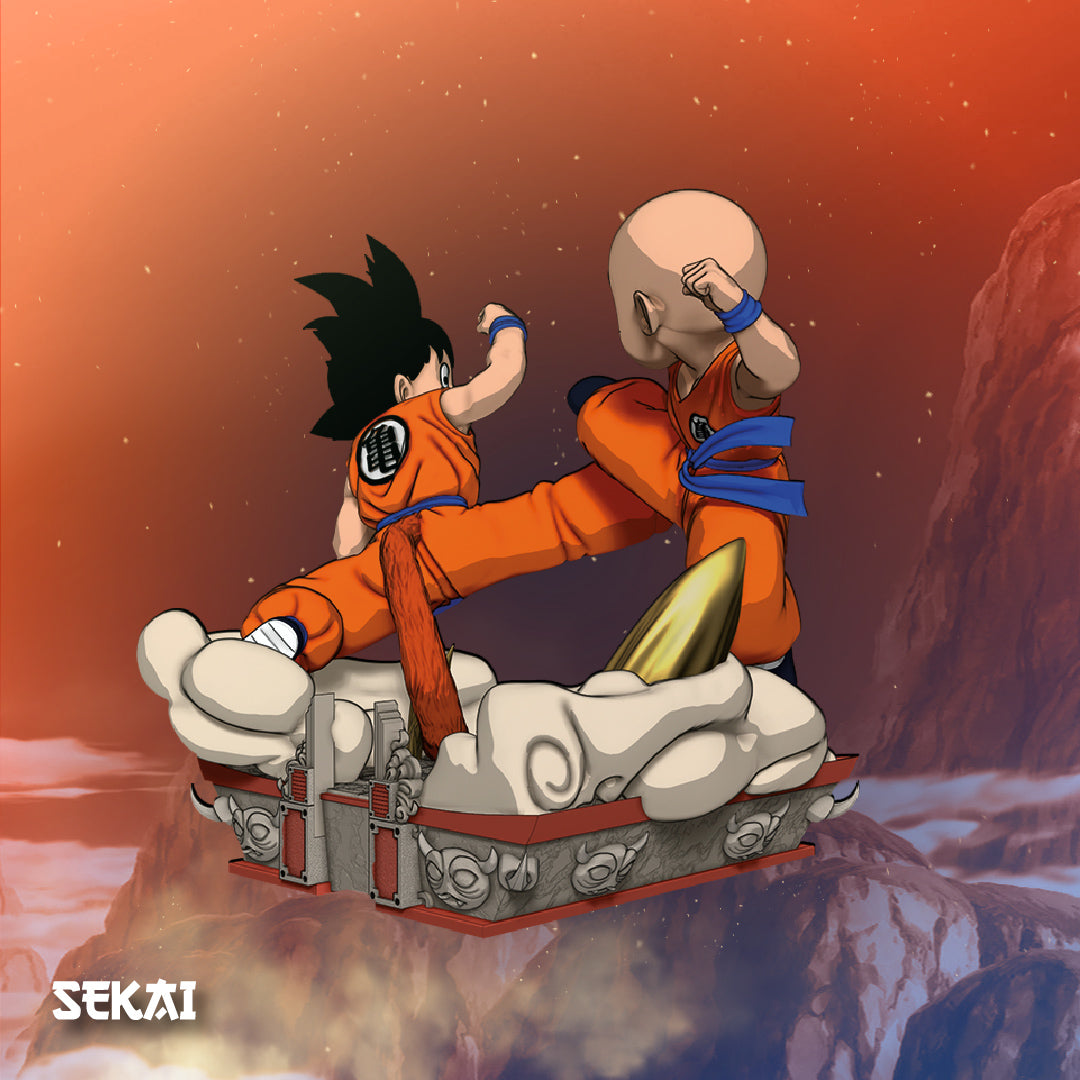 Kid Goku vs Krillin - Unassembled and Unpainted Garage Kit - Model Designed by Sekai3D