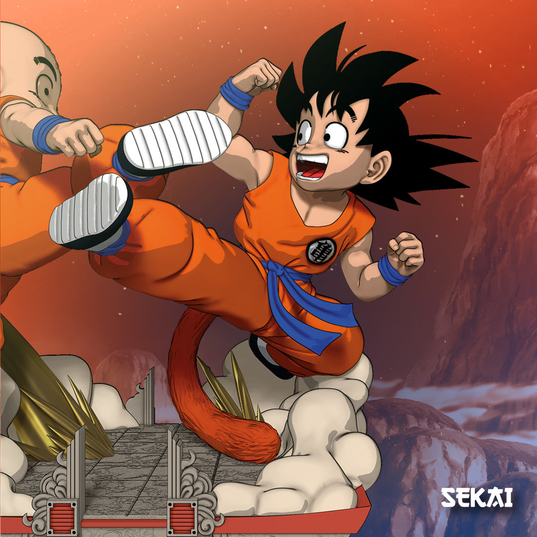 Kid Goku vs Krillin - Unassembled and Unpainted Garage Kit - Model Designed by Sekai3D