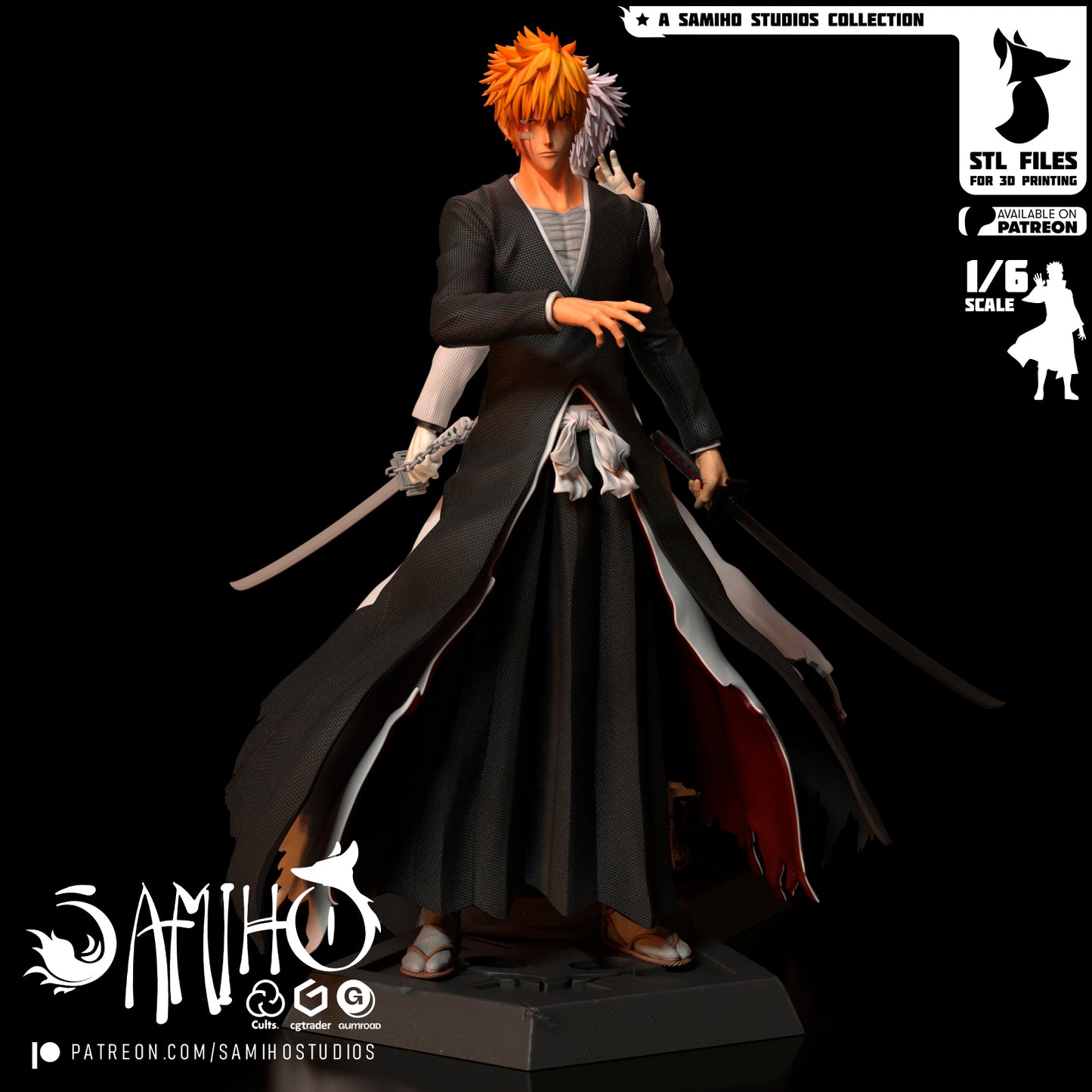 Ichigo/Zangetsu - Unassembled and Unpainted Garage Kit - Model Designed by Samiho Studios