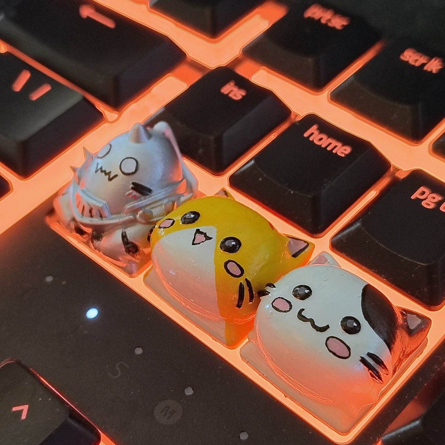 Alphonse and Cats Keycap Set - 3D Printed and Hand Painted - Designed by Nomnom Figures