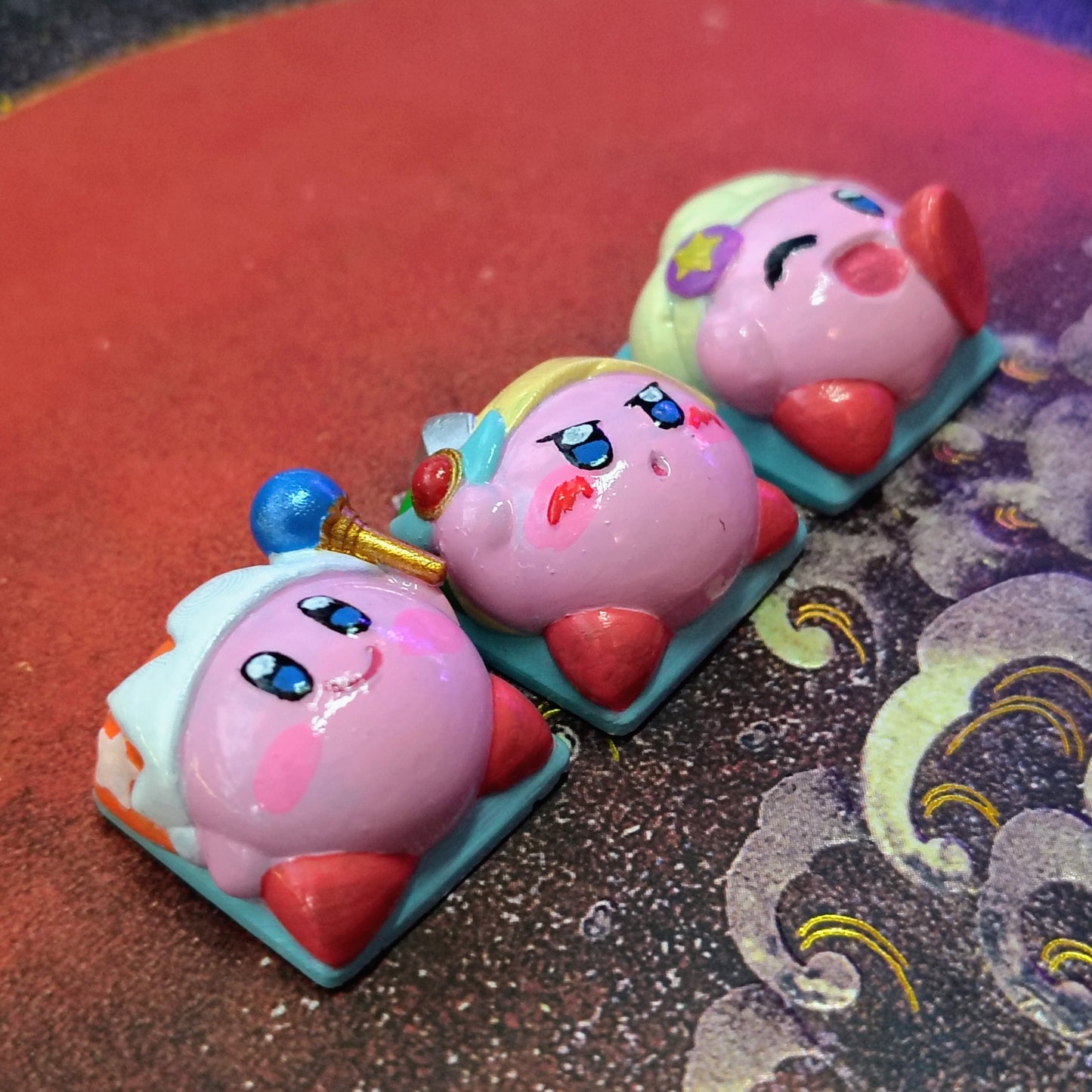 Pink Puffball Keycap Set - 3D Printed and Handpainted - Model by Nomnom Figures