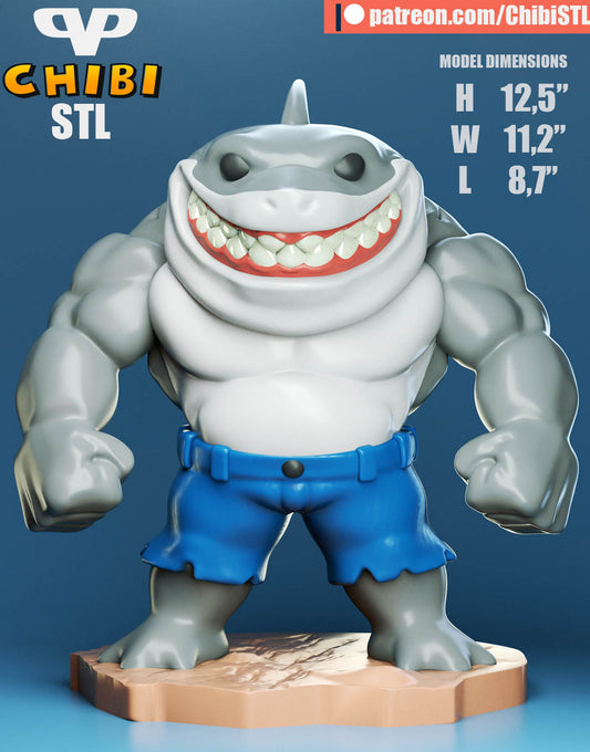 King Shark  - Unassembled and Unpainted Garage Kit - Model Designed by ChibiSTL