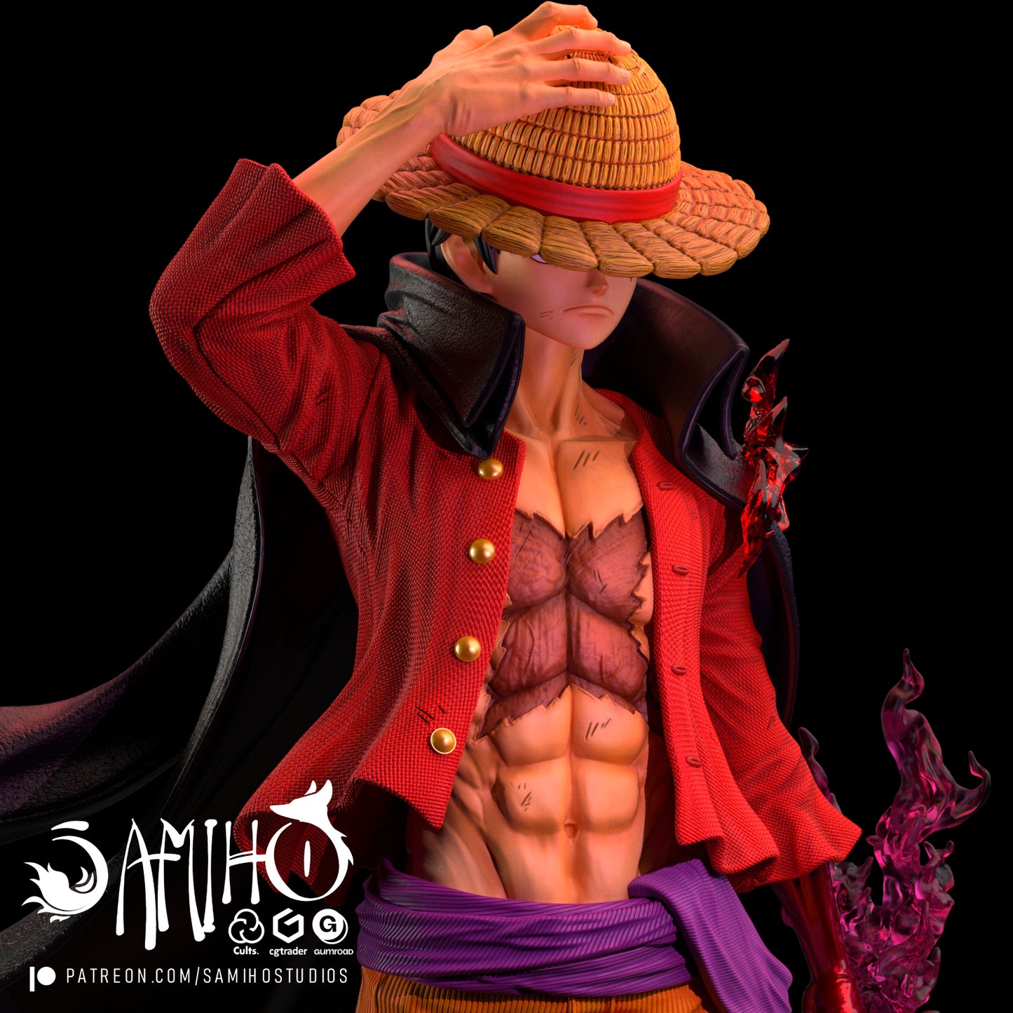 Luffy - Unassembled and Unpainted Garage Kit - Model Designed by Samiho Studios
