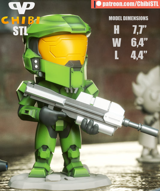 Master Chief - Unassembled and Unpainted Garage Kit - Model Designed by ChibiSTL