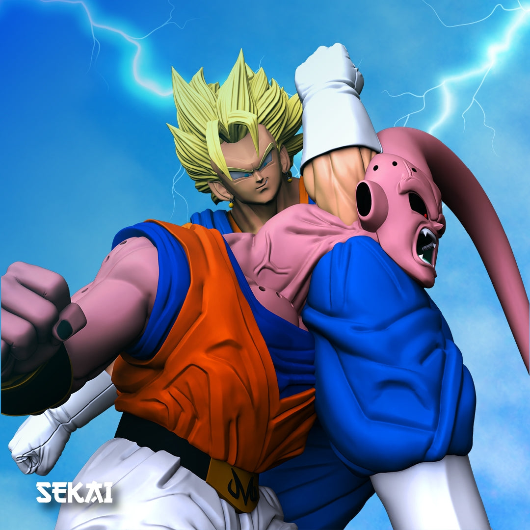 Vegito vs Super Buu - Unassembled and Unpainted Garage Kit - Model by Sekai3D