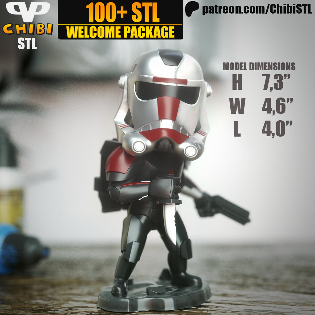 Hunter (Star Wars) - Unassembled and Unpainted Garage Kit - Model Designed by ChibiSTL