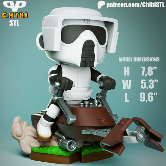 Biker Scout - Unassembled and Unpainted Garage Kit - Model Designed by ChibiSTL