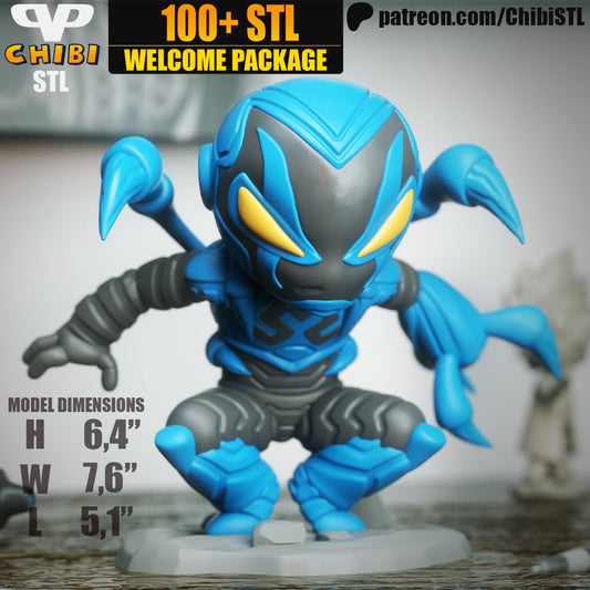 Blue Beetle - Unassembled and Unpainted Garage Kit - Model Designed by ChibiSTL