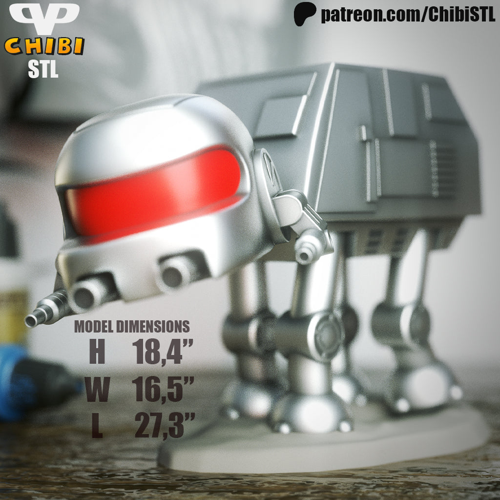 Chibi AT-AT - Unassembled and Unpainted Garage Kit - Model Designed by ChibiSTL