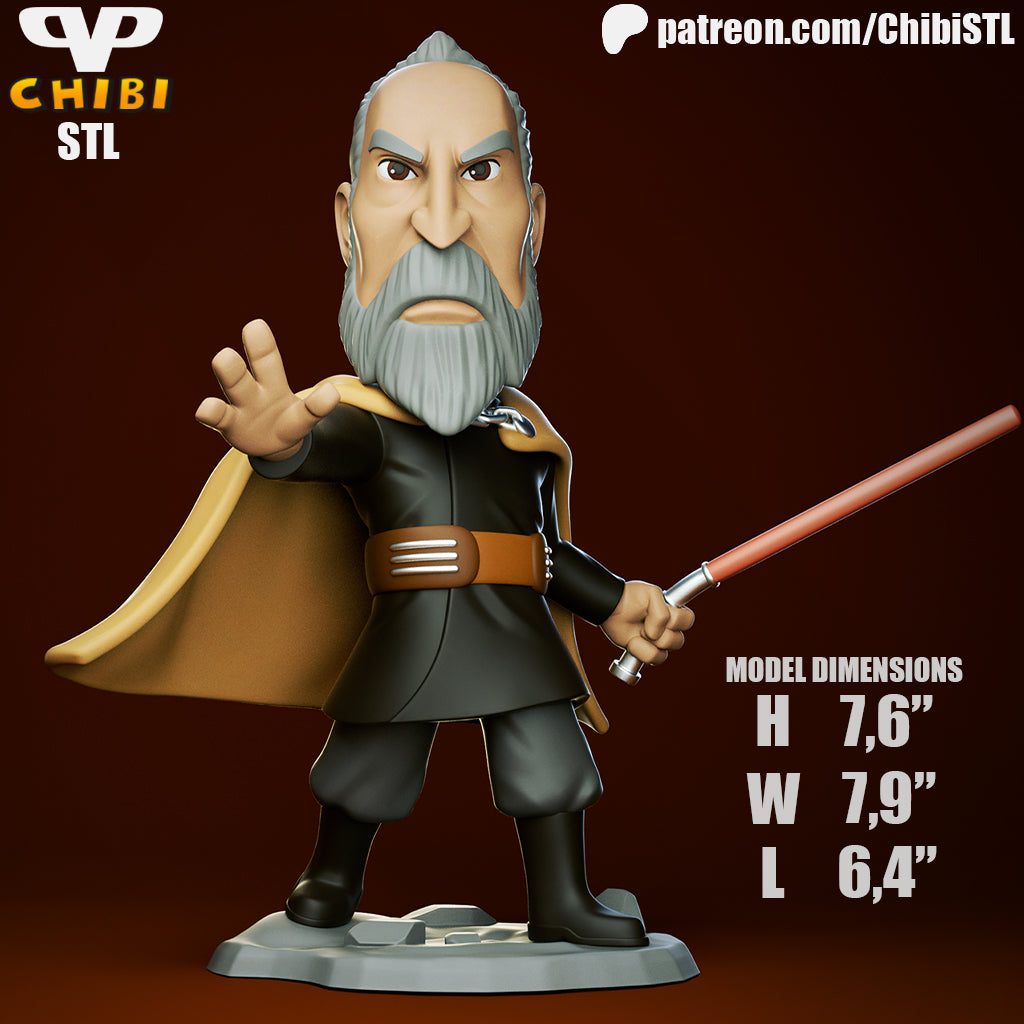 Count Dooku - Unassembled and Unpainted Garage Kit - Model Designed by ChibiSTL