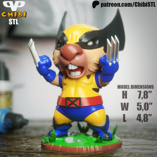 Capybara Wolverine - Unassembled and Unpainted Garage Kit - Model Designed by Chibi STL