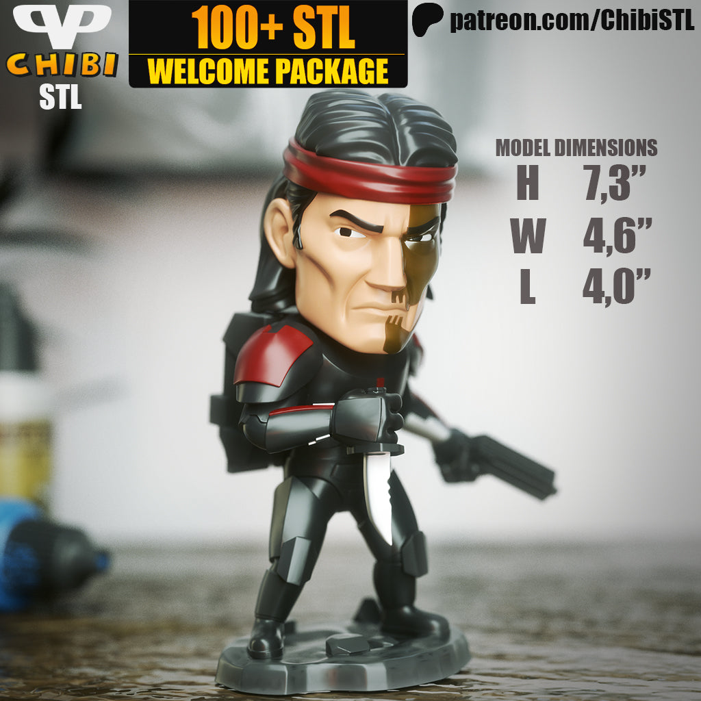 Hunter (Star Wars) - Unassembled and Unpainted Garage Kit - Model Designed by ChibiSTL