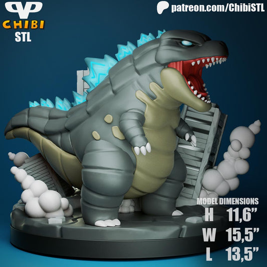 Godzilla - Unassembled and Unpainted Garage Kit - Model Designed by ChibiSTL