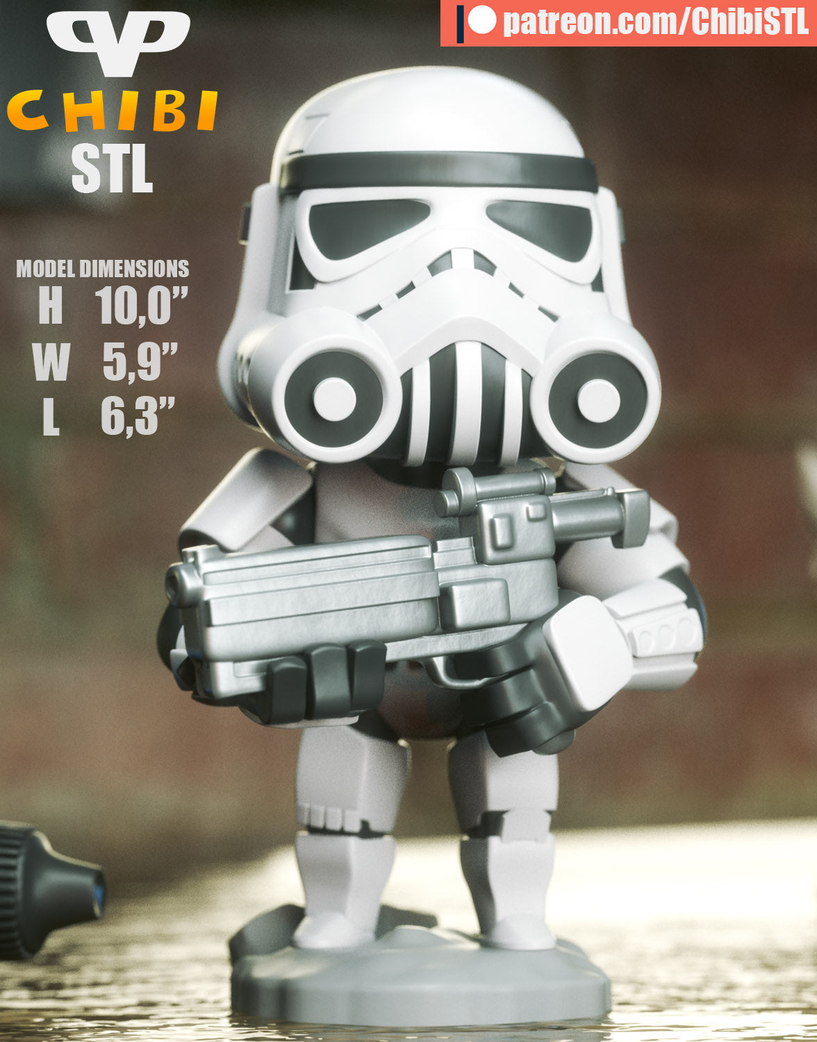 Stormtrooper - Unassembled and Unpainted Garage Kit - Model Designed by ChibiSTL