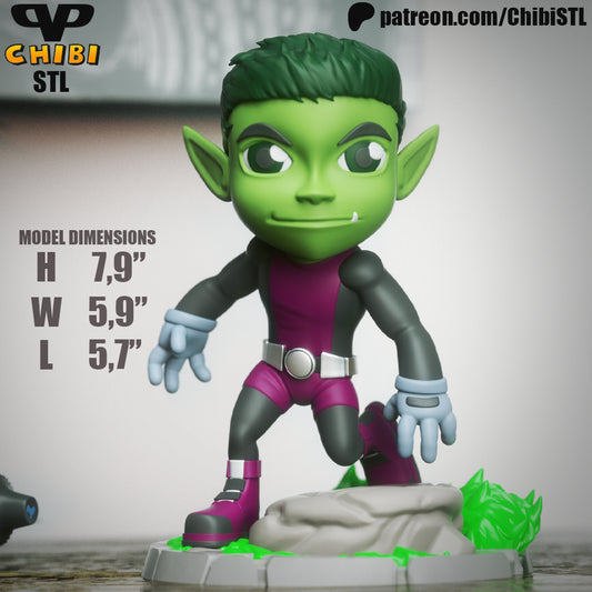 Beast Boy - Unassembled and Unpainted Garage Kit - Model Designed by ChibiSTL