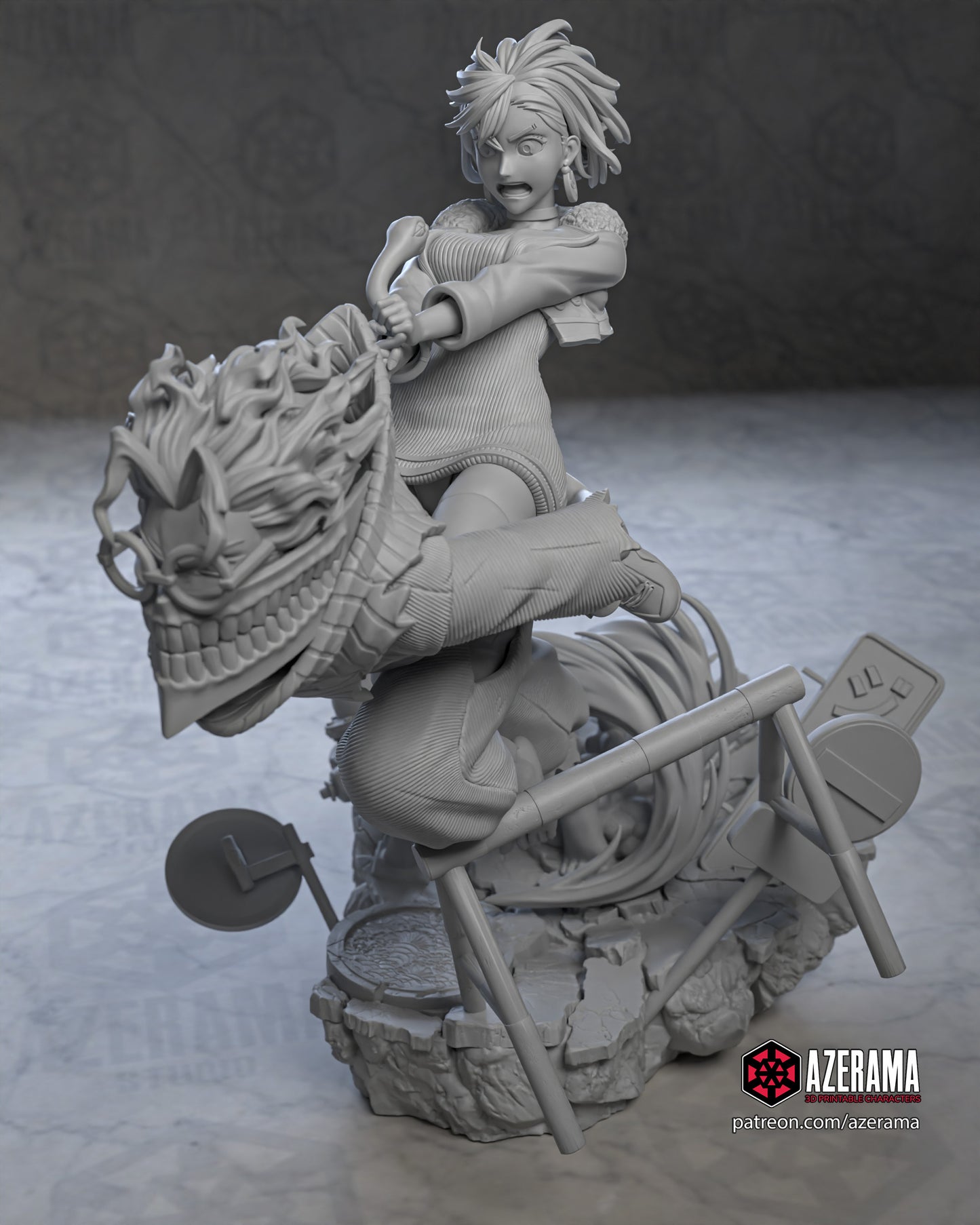 Momo and Okarun - Unassembled and Unpainted Garage Kit - Model Designed by Azerama